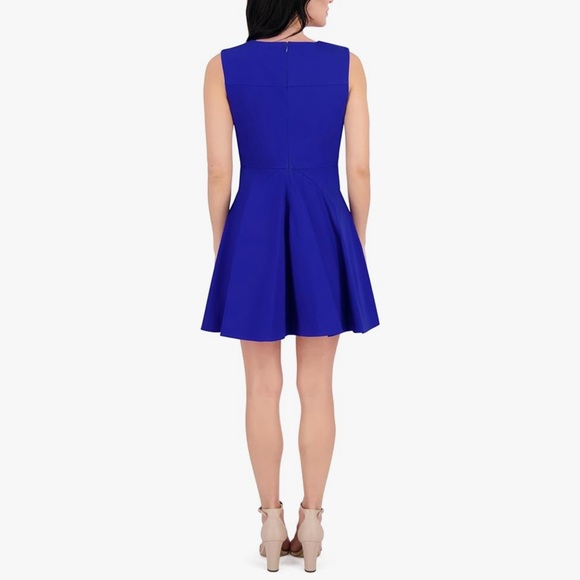 Kensie Cobalt Blue Sleeveless High Neck A Line Mini Dress Size 14 New - Picture 4 of 5